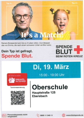 Veranstaltung: Blutspende in der Oberschule Ebersbach