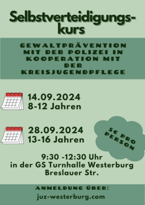Veranstaltung: Selbstverteidigungskurs (13-16 Jahre) Sa 28.​09.​2024