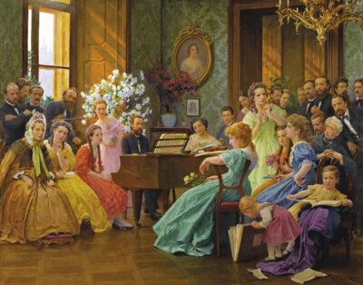 Bedrich Smetana and friends in 1865, Gemälde von  František Dvořák, 1912