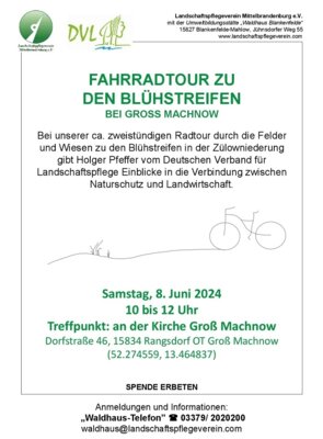 Veranstaltung: Fahrradtour zu den Blühstreifen bei Groß Machnow