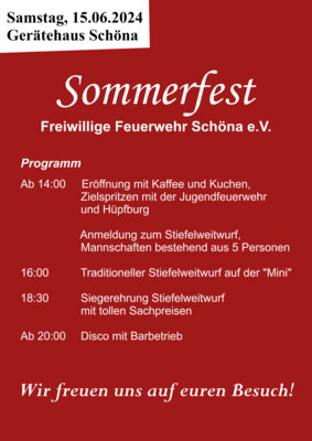 Veranstaltung: 15. Juni - Sommerfest der Freiwilligen Feuerwehr Schöna