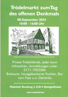 Veranstaltung: 08. September - Tag des offenen Denkmals im Maienhof Kleingießhübel So 08. 09. 2024