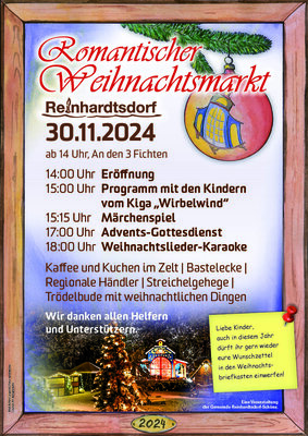 Veranstaltung: Romantischer Weihnachtsmarkt Reinhardtsdorf Sa 30. 11. 2024