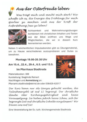 Veranstaltung: Achtsamkeitskurs im Pfarrhaus Stadtroda