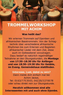 Veranstaltung: Trommelworkshop Mo 28. 04. 2025