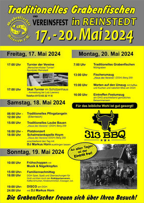 Programm Grabenfischen und Vereinsfest Reinstedt 2024