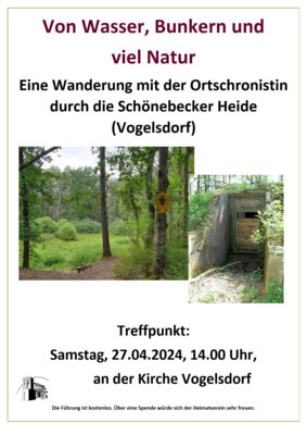 Veranstaltung: Wanderung mit der Ortschronistin durch die Schönebecker Heide (Vogelsdorf)