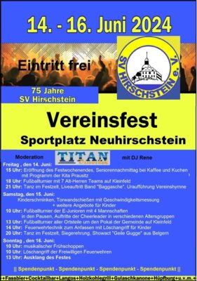 Plakat 75 Jahre SV Hirschstein