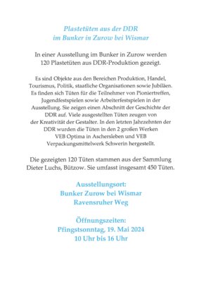 Veranstaltung: Ausstellung im Bunker in Zurow