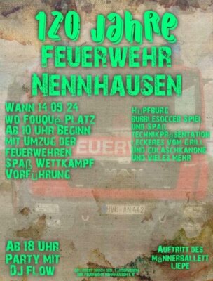 Flyer - 120 Jahre Feuerwehr Nennhausen (Bild vergrößern)