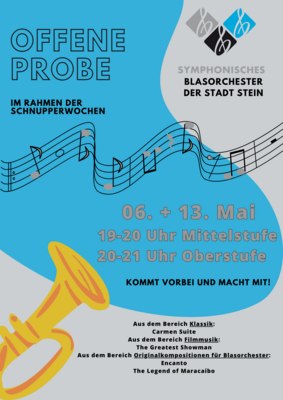 Veranstaltung: Offene Probe Symphonisches Blasorchester der Stadt Stein
