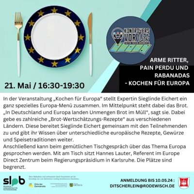 Veranstaltung: Workshop “Kochen für Europa”