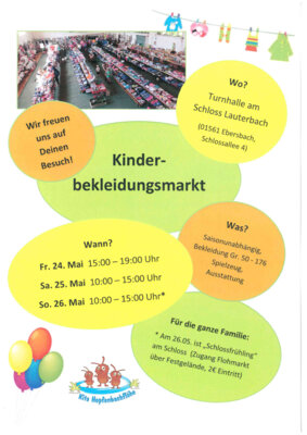 Veranstaltung: Kinderbekleidungsmarkt in der Turnhalle am Schloss Lauterbach