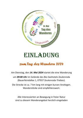 Veranstaltung: Einladung zum Tag des Wanderns in Zeulenroda-Triebes
