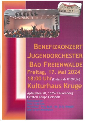Veranstaltung: Benefizkonzert des Jugendorchester Bad Freienwalde