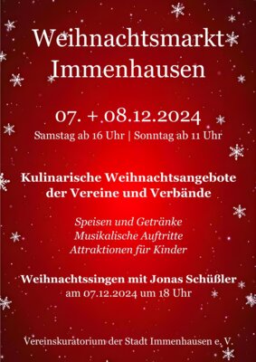 Veranstaltung: Weihnachtsmarkt Immenhausen 07.  -  08. Dez 2024