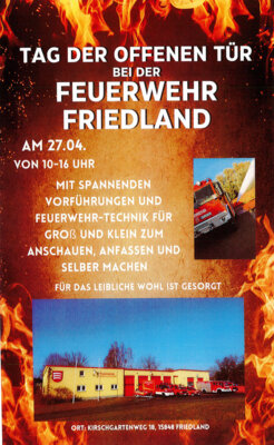 Veranstaltung: Tag der offenen Tür bei der Feuerwehr Friedland