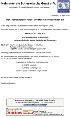 Veranstaltung: Besichtigungsfahrt zum Kolonistenhof in Duvenstedt
