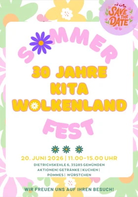 Veranstaltung: Sommerfest - 30 Jahre - DRK integrative Kindertagesst&auml;tte WOLKENLAND Sa 20.​06.​2026