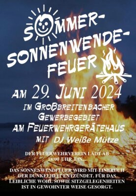Plakat für das Sommersonnenwendefeuer