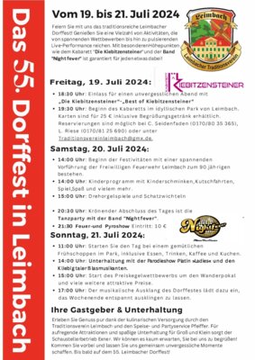 Programm des 55. Leimbacher Dorffestes