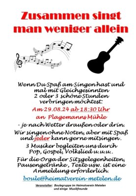 Zusammen singt man weniger allein ! - Offenes Singen