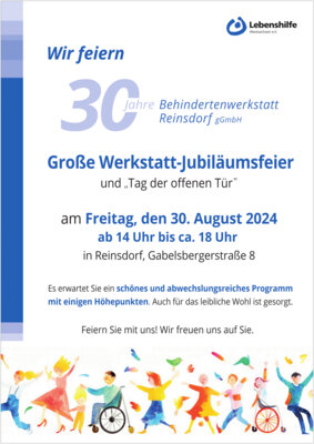 Plakat f. 30 WJ WfbM Reinsdorf gGmbH 30.08.24 (Bild vergrößern)