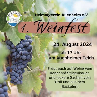 Flyer zu 1. Weinfest - Heimatverein Auenheim e.V.