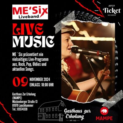 Veranstaltung: ME´Six Lliveband Sa 09. 11. 2024