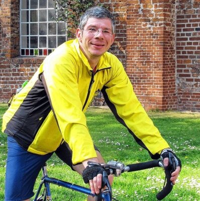 Fahrradkantor Martin Schulze (Foto Förderverein Dorfkirche Gosen e.V.)