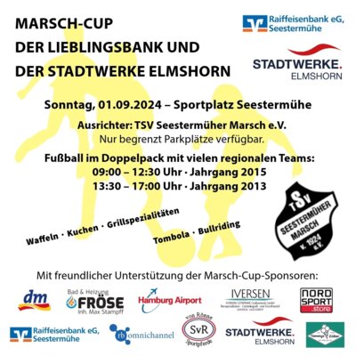 Veranstaltung: MARSCH-CUP der Lieblingsbank und Stadtwerke Elmshorn So 01. 09. 2024