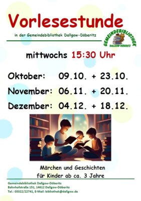 Veranstaltung: Weihnachtliche Vorlesestunde für Kinder ab 3 Jahre in der Gemeindebibliothek Mi 18. 12. 2024