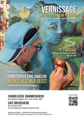 Veranstaltung: Auf ein Bier Herr Pfarrer... mit Christopher King Jameson - Vernissage Fr 04.10.2024