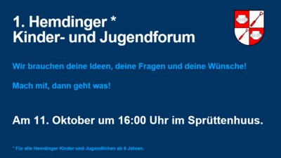 Flyer zum 1. Hemdinger Kinder- und Jugendforum (Bild vergrößern)