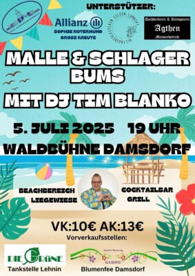 Veranstaltung: Malle & Schlager Bums Sa 05. 07. 2025