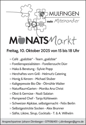 Veranstaltung: Monatsmarkt Fr 10.​10.​2025