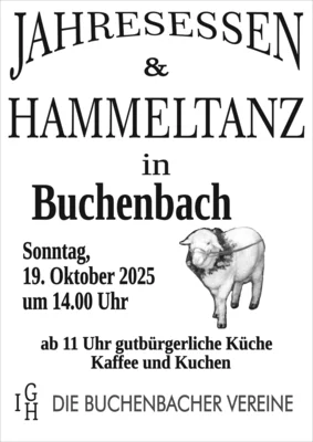 Veranstaltung: Jahresessen mit Hammeltanz mit Mittagstisch So 19.​10.​2025
