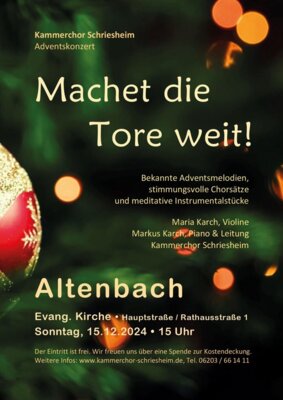 Veranstaltung: Adventskonzert Kammerchor Schriesheim So 15.12.2024