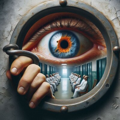 Ein Auge schaut durch ein Schlüsselloch
