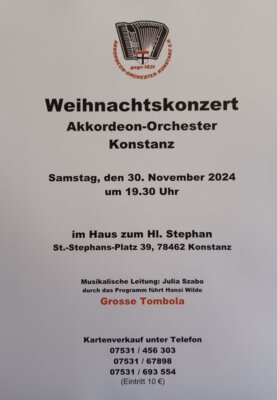 Veranstaltung: Weihnachtskonzert in Konstanz Sa 30. 11. 2024