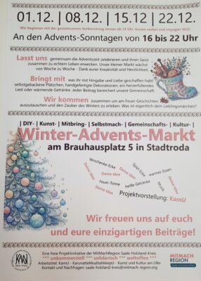 Veranstaltung: Winter-Advents-Markt am Brauhausplatz 5 in Stadtroda So 08.12.2024