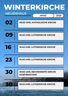 Winterkirche Kalender März 2025