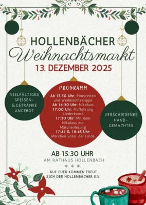 Veranstaltung: Weihnachtsmarkt Hollenbach Sa 13.​12.​2025