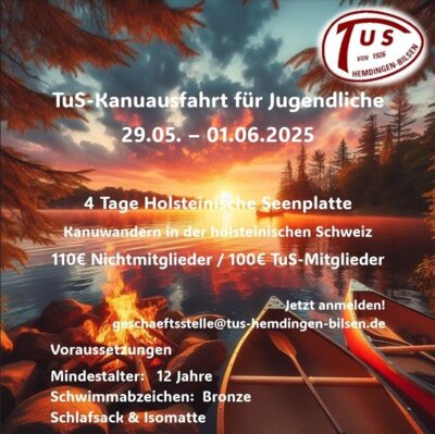 Veranstaltung: TuS-Kanuausfahrt für Jugendliche 29. Mai  -  01. Jun 2025