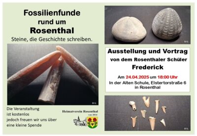 Veranstaltung: Vortrag „Fossilienfunde in und um Rosenthal“ Do 24. 04. 2025
