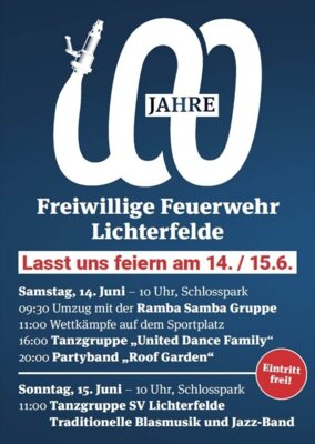 Veranstaltung: 100 Jahre Feuerwehr Lichterfelde 13.  -  15. Jun 2025