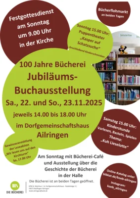 Veranstaltung: Buchausstellung 100 Jahre B&uuml;cherei Ailringen 22. – 23.11.2025