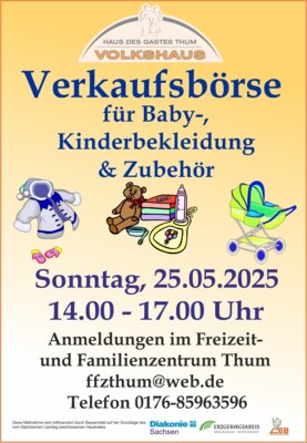 Veranstaltung: Verkaufsbörse für Baby-, Kinderbekleidung und Zubehör So 25. 05. 2025
