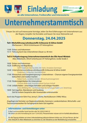 Einladung Unternehmerstammtisch 24.04.2025 (Bild vergrößern)