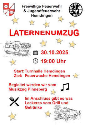 Veranstaltung: Laternenumzug der FF Hemdingen Do 30.​10.​2025
